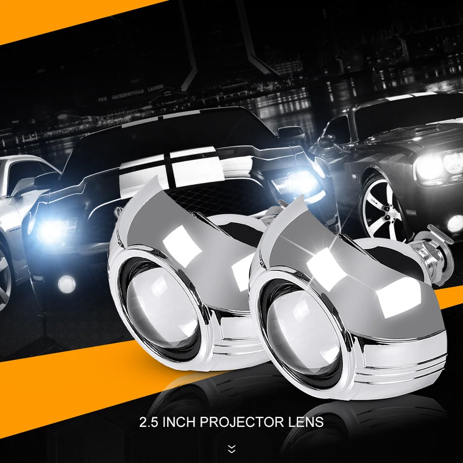 RACBOX 2 шт. 2,5 дюймов Универсальный биксеноновый проектор Лен Серебряный кожух H1 ксеноновая HID лампа для H4 H7 автомобильные фары DIY комплект для модернизации