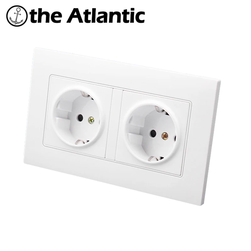 

Double Outlet wall socket White Double German Standard Socket Panel Wall European-style German Socket Power