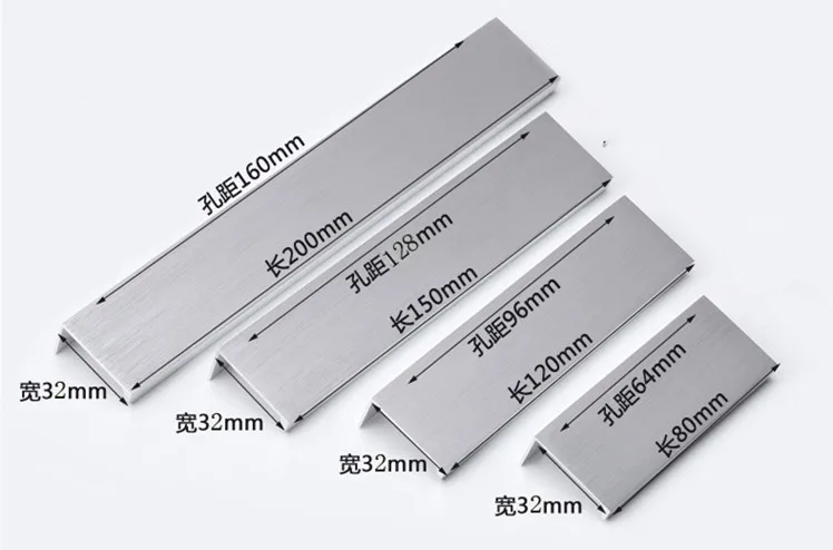 

Modern simple cabinet door edge handle wardrobe drawer matte silver hidden furniture handle kitchen cabinet pull