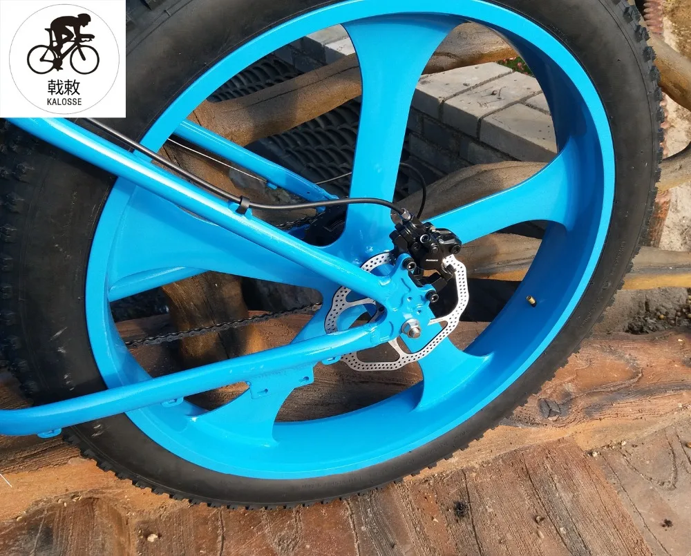 Flash Deal Kalosse five spokes wheels  snow bike  27 speed   26*4.0 aluminum alloy  Fat  mountain bicycle   Hydraulic  brakes 7