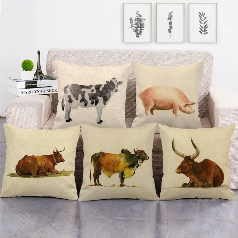 45cm*45cm simple drawing fram animals design linen/cotton throw pillow covers couch cushion cover home decor | Дом и сад