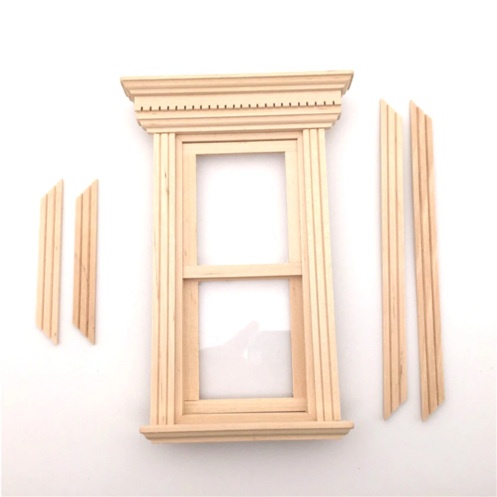 

1/12 Dollhouse Miniature Accessories Mini Wooden DIY 2 Lattices Window Simulation Furniture Toys for Doll House Decoration