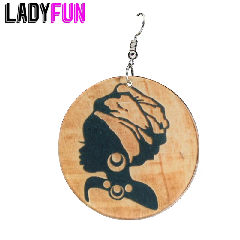 

African Woman with Headwrap earrings Custom Afro Africa Earring Charms 2 Sided Custom Logo Text Picture
