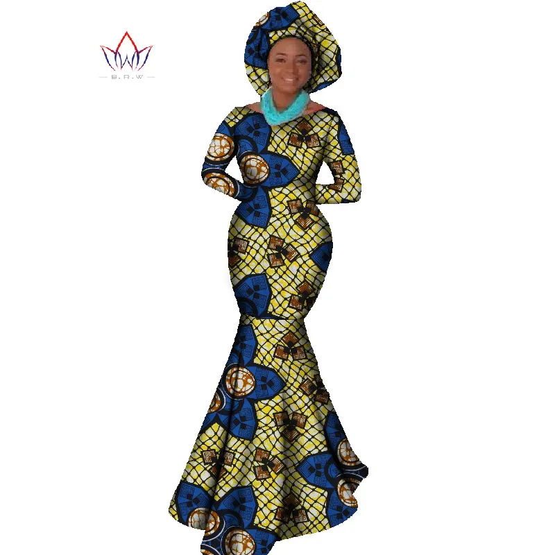 Африканская Женская одежда, платье с длинным рукавом, вечернее сексуальное платье, вечерние платья, платье русалки, Рождественский подарок размера плюс 6XL BRW WY556