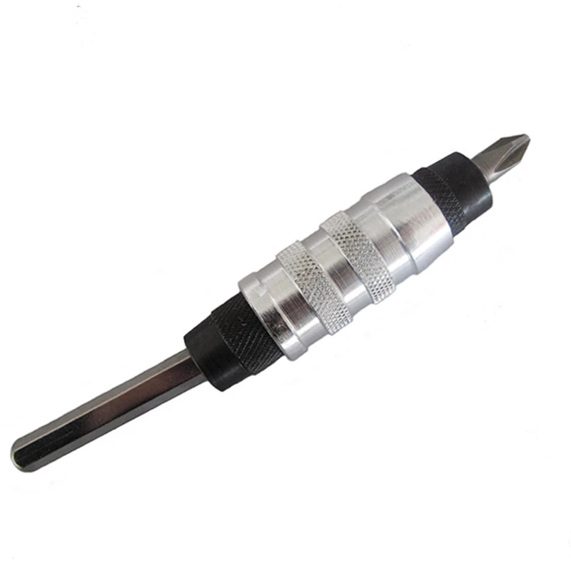

Off Line Driver 1/4-inch Hex Shaft Silver tone rigid straight driver Offset up to 15 degree Knurled rotating outer guide sleeve