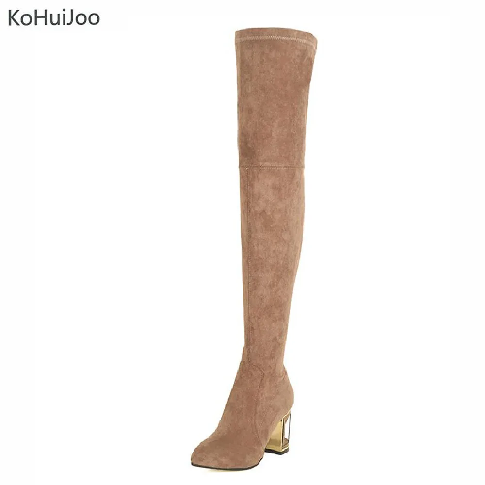 

Darseel Spring Autumn Winter Sexy Long Boots for Women over the knee high Stretch Suede Boots Long shoes Over The Knee Plus Size