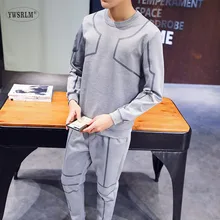 YWSRLM Для мужчин комплект Костюмы кофты+ комплекты со штанами и Повседневное толстовка с круглым вырезом в повседневном стиле спортивный костюм Для мужчин Лидер продаж бренд спортивной M-3XL M06