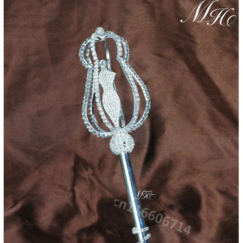 Unisex Gold Scepter Wand Double Side Crystal Sceptre Parade Pageant Party Prom