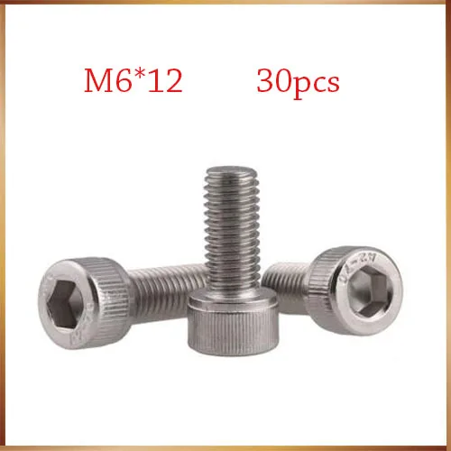 Винты M6 болт m6 30 шт./лот Метрическая резьба DIN912 M6x12 мм * 12 304 болты с шестигранной