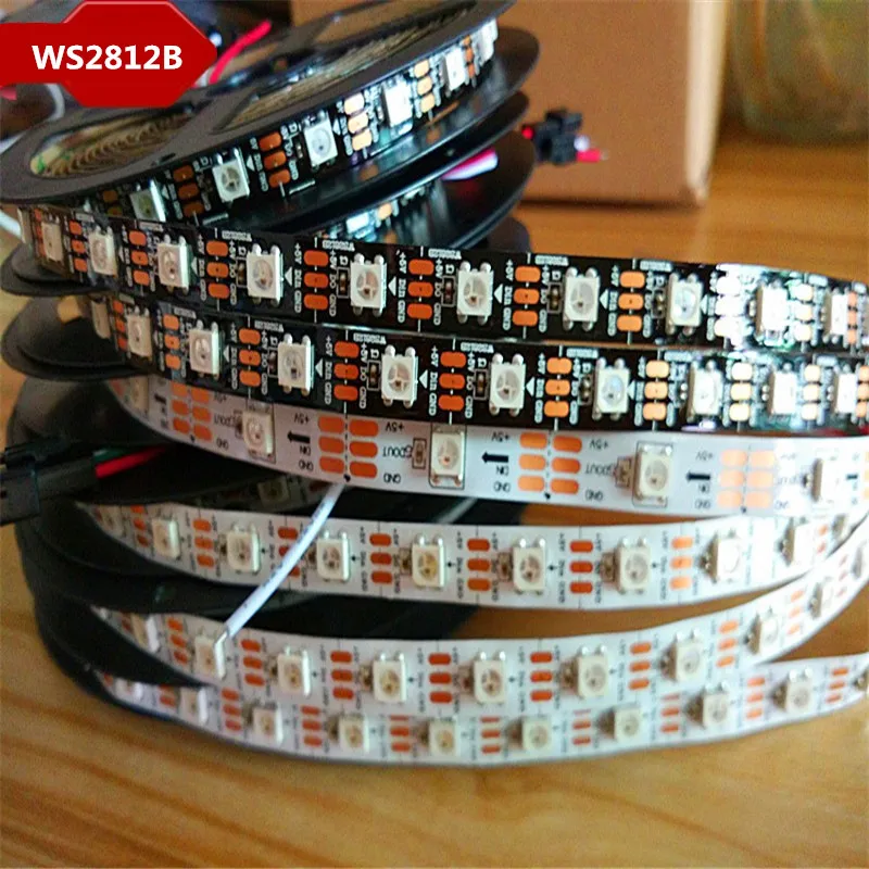 Tiras de Led preto/branco pcb, 30/60/144 leds/m; ws2812b/m Marca : Yjbco