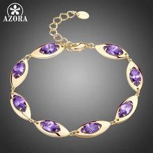 AZORA Модный золотой цвет огранка маркиз фиолетовый кубический циркон браслет и браслеты для женщин Подарки Новые Роскошные браслеты TS0183