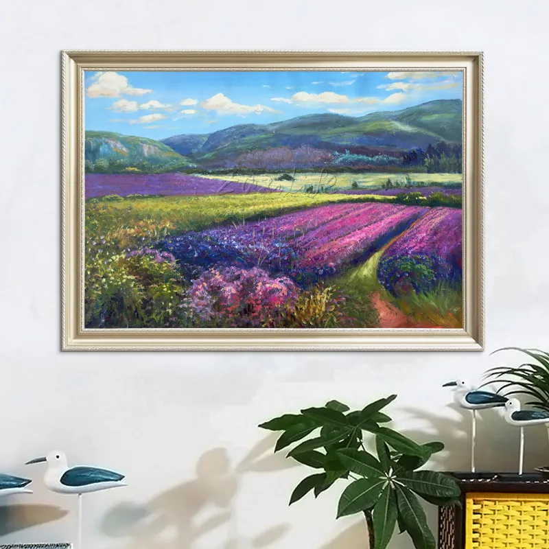 Пейзаж масляная живопись на холсте Цветочное поле текстура quadros caudros decoracion