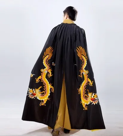 Классические китайские традиционные костюмы для народных танцев Hanfu сценическая одежда династии Мин Дракон мантисса и плащ для мужчин - Цвет: black dragon 175cmh