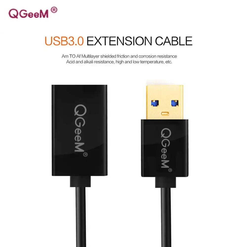 QGeeM USB кабель удлинитель Супер Скоростной 3 0 папа мама 1 м 2 Синхронизация данных