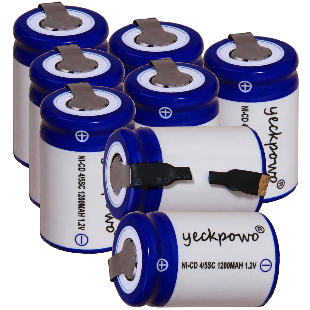 Yekpowo 8 шт. 4/5SC 1200 мАч 1 2 В аккумулятор NICD аккумуляторные батареи для электрической