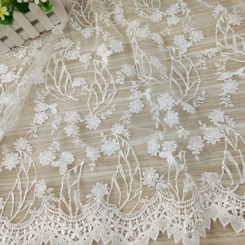 

2Yards Exquisite White Polyester On Mesh Three-dimensional Flower Heavy Embroidery Wedding Dress Lace Fabric 51" Width