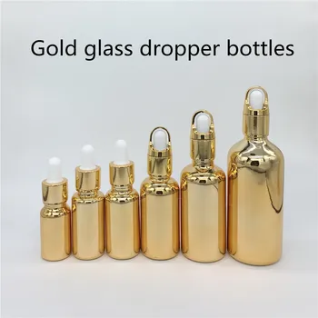 

10ml,15ml,20ml,30ML,50ml,100ml gold Glass Bottle With Dropper Essential Oil Bottle ,Perfume bottles