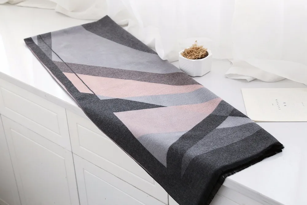 

POBING Luxury Brand Winter Scarf Women Geometric Double Cashmere Scarf Blanket Unisex Thicken Wool Wrap Shawl Pashmina Big Cape