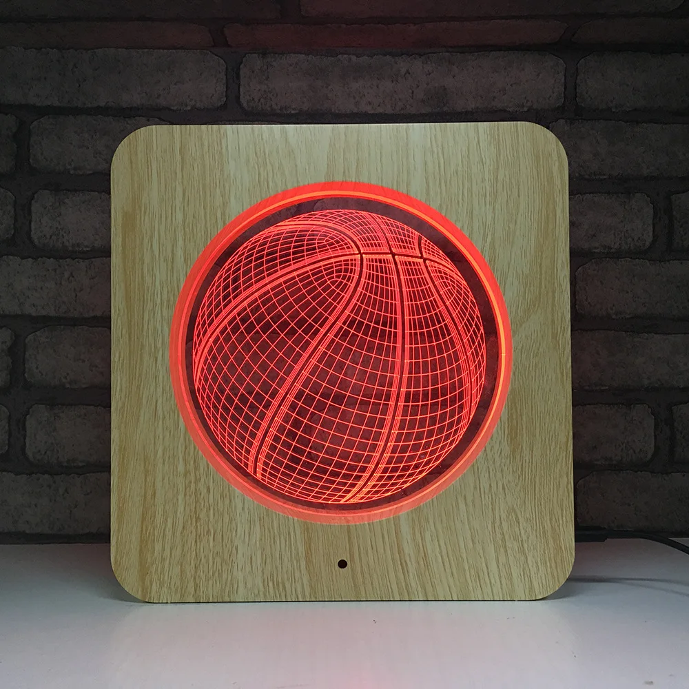 Wood grain acrylic night light 3d stereoscopic 7 color bedroom plug-in USB creative table lamp led atmosphere ball | Лампы и освещение