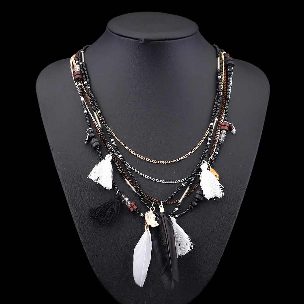 2020 Moda многослойные в стиле бохо Tejido Larga Borla Declaracion Colgantes Etnico Collar Gargantilla Mujeres