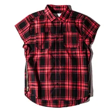 Классическая белая черная клетчатая рубашка без рукавов с боковой молнией