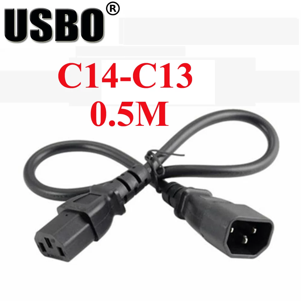 Черный 0 5 м пвх медь CE сертифицированный IEC320 C13 до C14 Удлинительный Шнур Мужской и