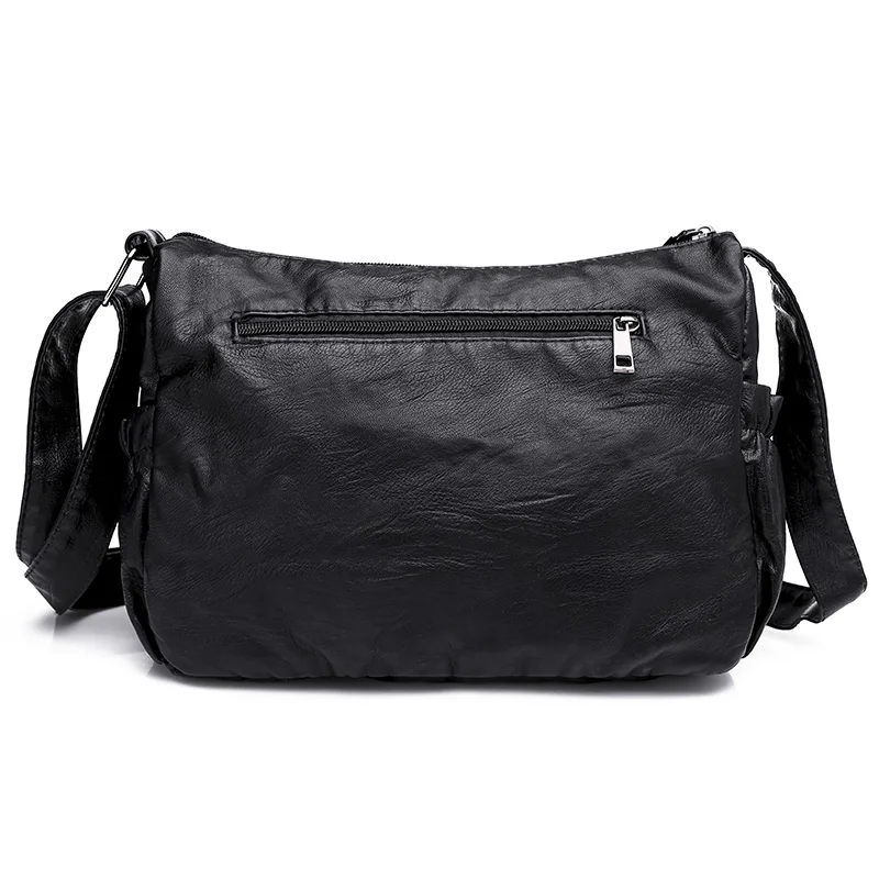 Annmouler Vintage Women Shoulder Bag Black Color Crossbody Messenger Bag Soft Pu Leather Small Bag for Ladies Brand Women Bag