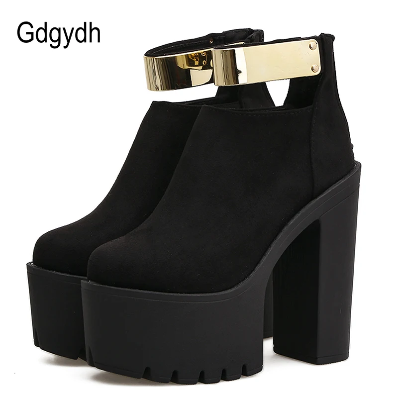 Gdgydh, botines de otoño para mujer, plataforma de diseñador de marca, moda  de primavera 2019, zapatos de tacón grueso ostentosos para mujer, botas  negras aterciopeladas - AliExpress Calzado