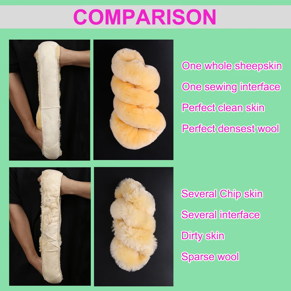 Natural Fur Sheepskin Styling Car steering wheel covers for Car Steering Wheel woman man Australian Wool Auto Parts leather