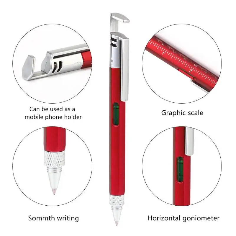 Многофункциональная шариковая ручка, Кронштейн для мобильного телефона, отвертка, линейка-уровень RotatingCore, поверхность, диаметр процесса рисования 1,0 см