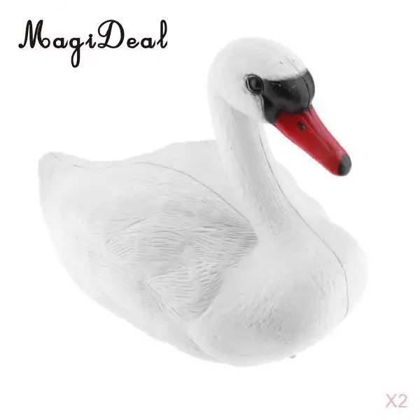 MagiDeal 2 Pieces Plastic Floating Swan Decoy for Hunting &Fishing Garden Scarecrow