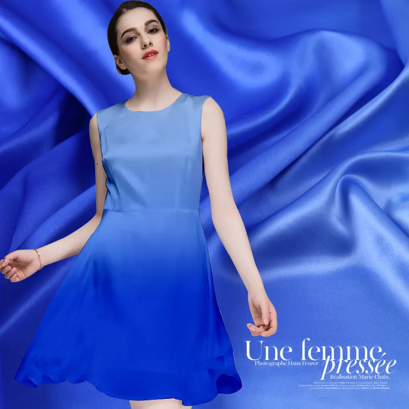 1meter,100 mulberry silk,Blue No Stretch Fabric Nature Pure Charm Use