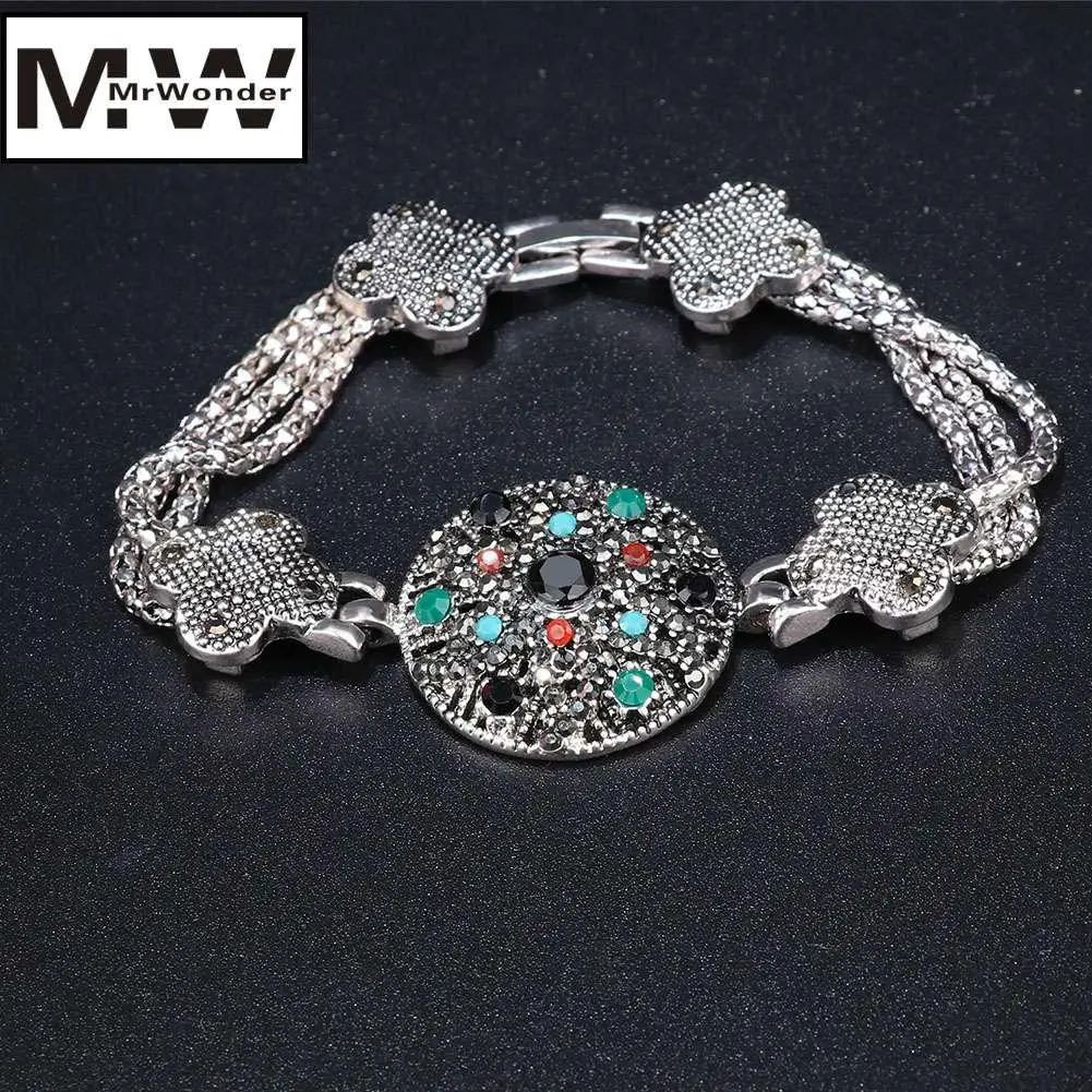 mrwonder Boho Girl Women Retro Bangles Ethnic-style Rhinestone Bracelet Stylish Hand Chain Ornament 2018 autumn Fashion san0 | Украшения и