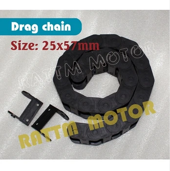 

1M 25 x 57mm Open Cable drag chain wire carrier with end Connectors Black Plastic Towline for CNC Router Machine Tools 1000mm