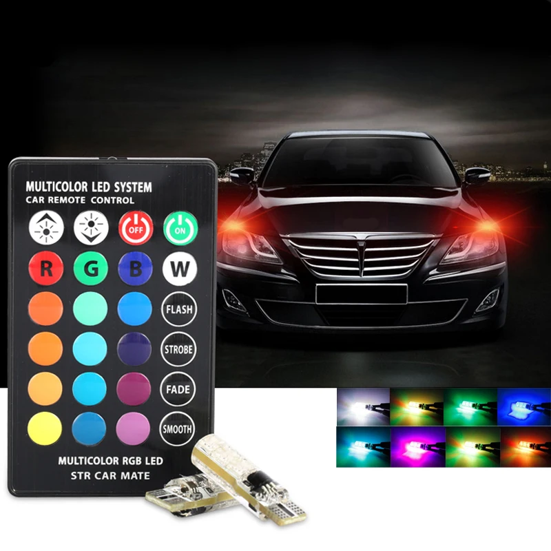 

T10 W5W Led RGB strobe Light Projector Lens For Mitsubishi asx lancer 10 outlander 2013 pajero l200 Expo