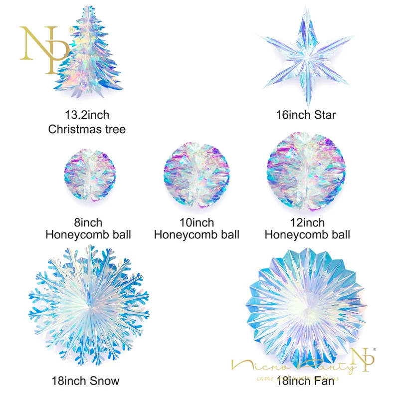 Nicro 9 шт./компл. вечерние украшения радужная пленка звезда снежинка соты цветок Гирлянда Свадьба День рождения Домашний Декор# Set69