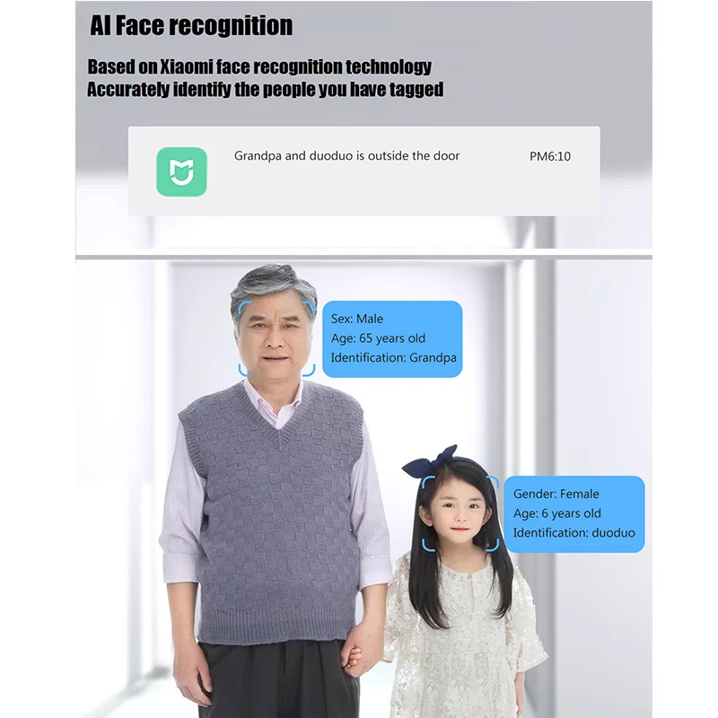 Новый Xiaomi AI распознавание лица 720P ИК Ночное Видение видео дверной звонок набор