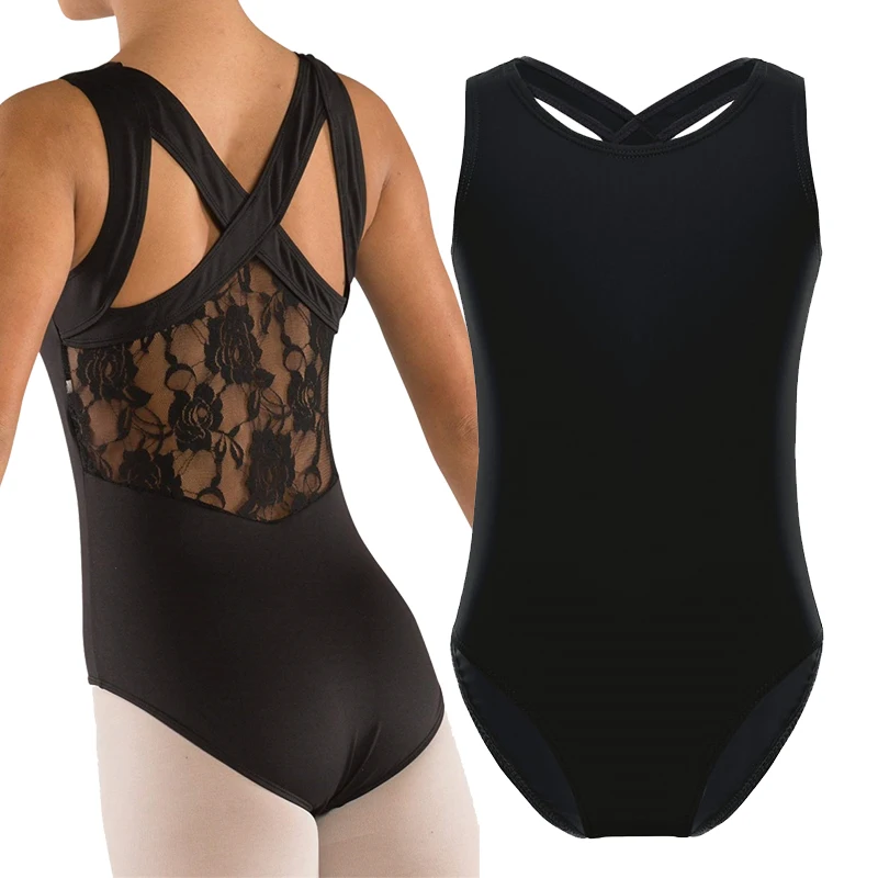 Kids Girls Lace Ballet Dance Leotards Bodysuit Gymnastics Workout Sport Costumes