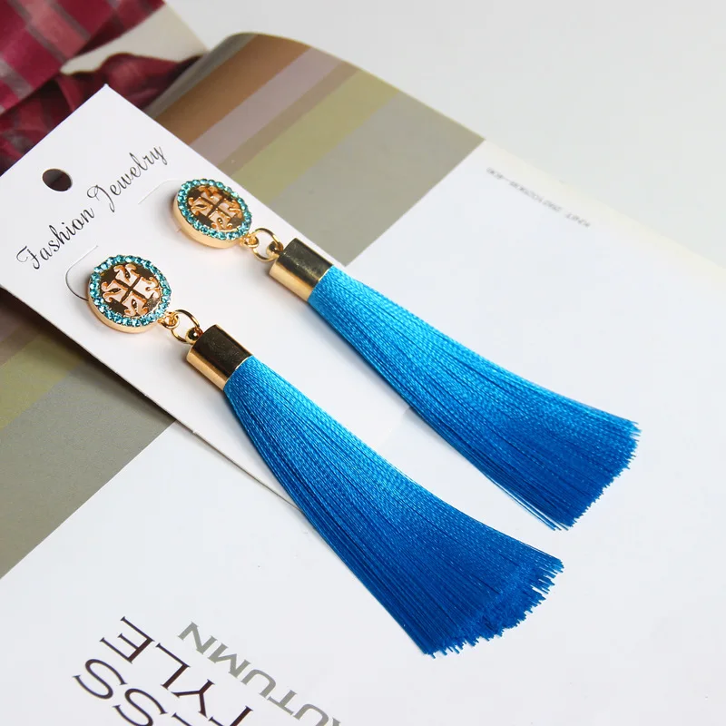 Rhinestone Long Tassel Earrings Jewelry in Earrings