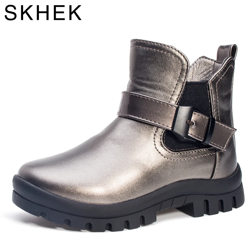 Skhek резиновые сапоги обувь для девочек сапоги детская обувь для мальчиков обувь Детские ботинки из искусственной кожи для маленьких девочек Обувь для ботинки Martin женские сапоги Водонепроницаемый