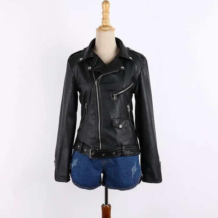 2017 primavera e no outono roupas de couro da motocicleta mulher feminino plus size 3XL jaqueta short slim mulheres jaqueta de couro casaco