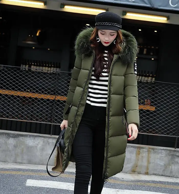 Зимний женский с капюшоном пальто меховой воротник утолщенная теплая длинная куртка Для женщин пальто для девочек, длинное, тонкое, большое пальто с мехом Куртка Парка на пуху - Цвет: style6