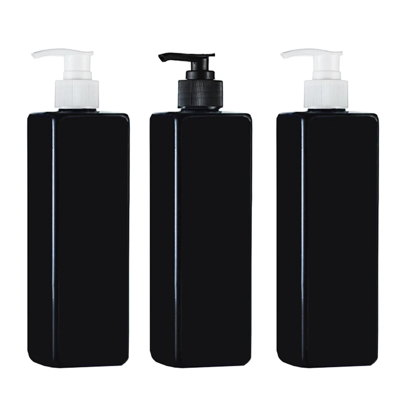 wholesale 1pcs 500ml black square screw pump shampoo bottles containers