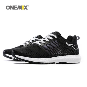 

ONEMIX Men Sneakers Breathable Outdoor Men's Running Shoes Lace-Up Athletic Male Shoes Sneakers Zapatos de hombre Black Sneakers
