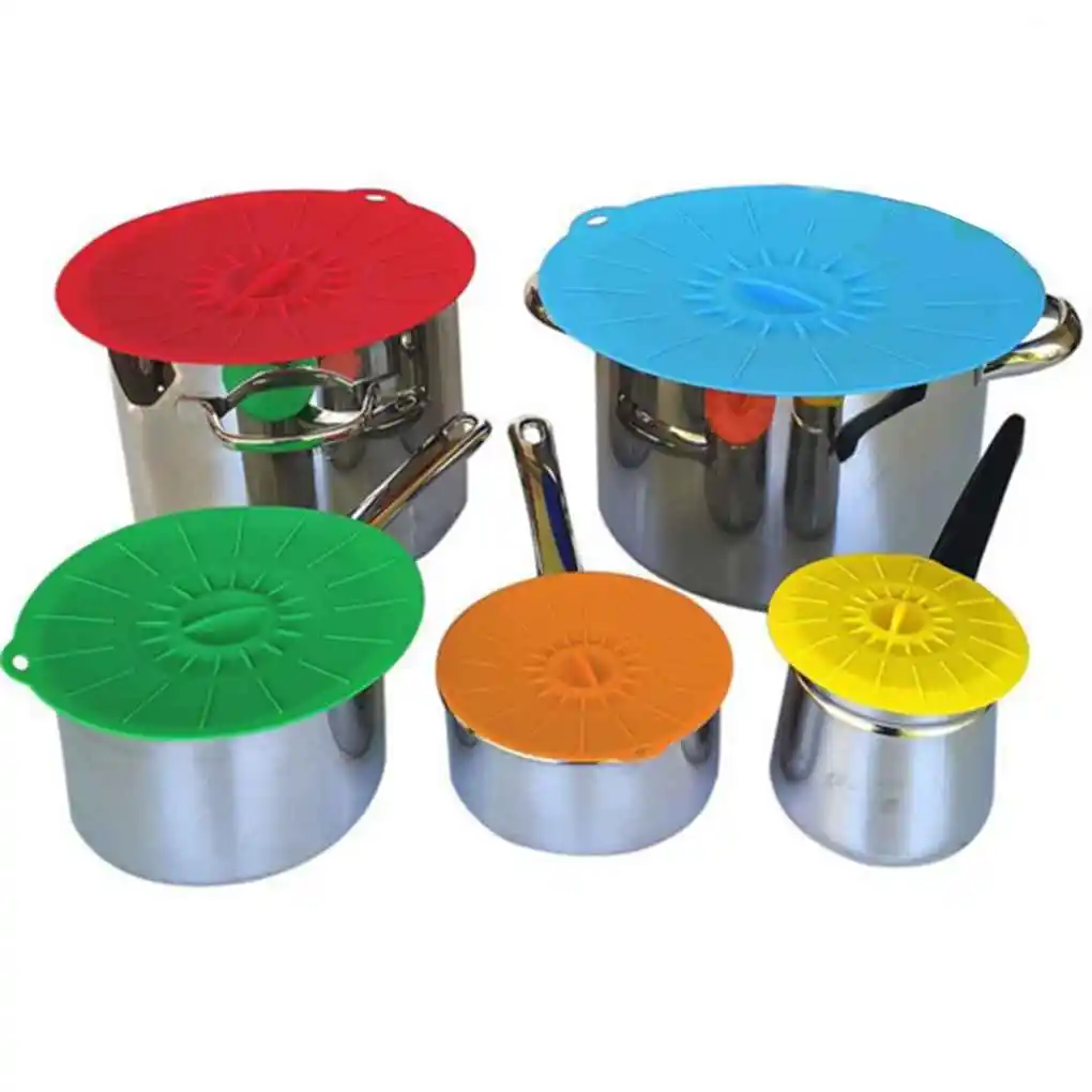 5pcs Kitchen Anti Overflow Leakage Silicone Suction Press Microwave
