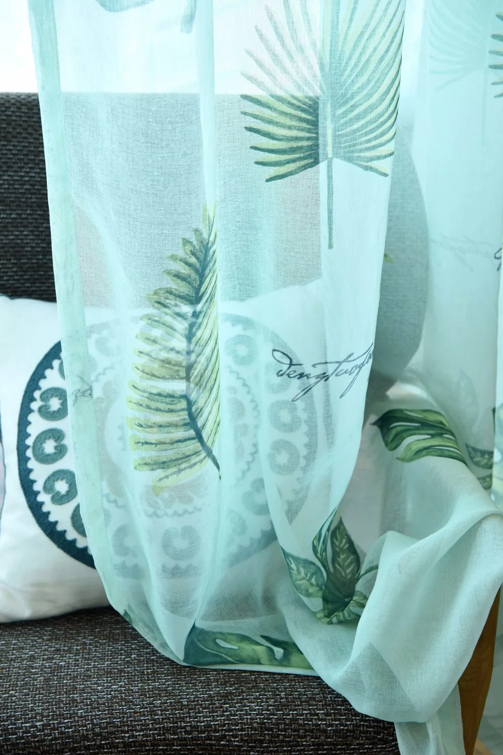 Пасторальные хлопковые льняные шторы зеленые листья тропические растения Тюль занавеска для кухни гостиной спальни скандинавском стиле занавеска
