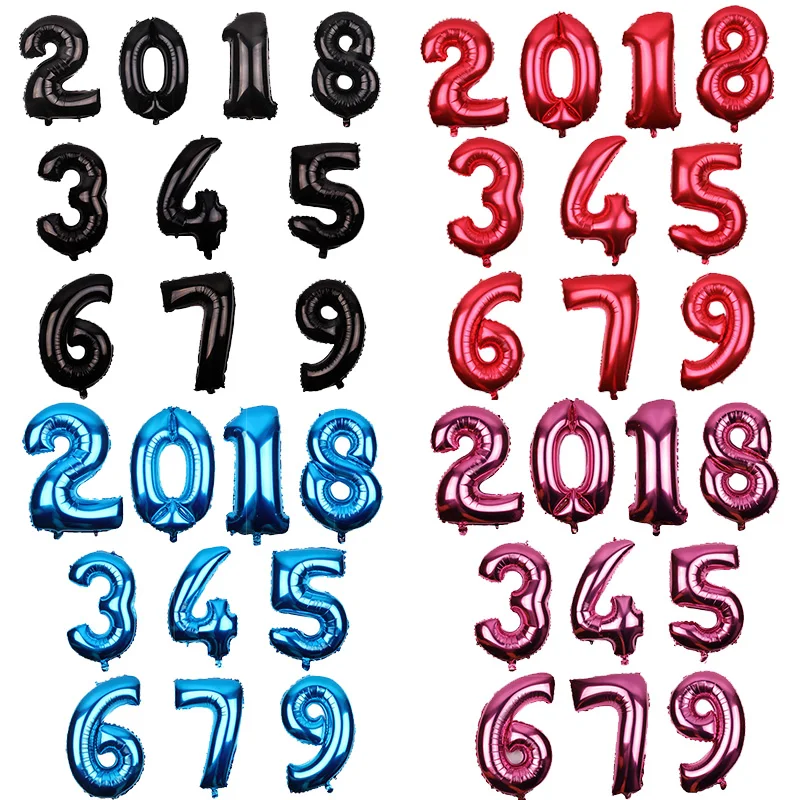 16 32 inch Large Number balloons Gold Silver Pink Red Blue Helium Foil ballon Digit Globos Happy Birthday Party Wedding balloon