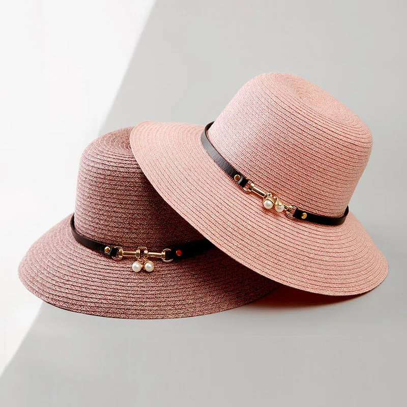 

New Sun Flat Straw Hat Women Girls Summer Holiday Beach Hats Panama Sun Protection Cap XD88