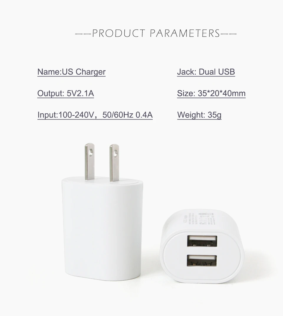 1PC US Adapter 5V2.1A Dual USB Charger For Smart Mobile Phone Charging ACDC Adaptor Travel in Japan Thailand Canada Mexico (9)