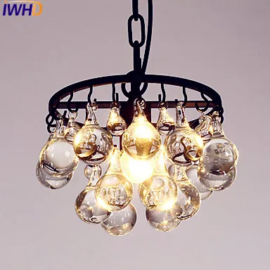 

IWHD American LED Crystal Pendant Lights Fixtures Living Dinning Room Retro Vintage Lamp Hanging Light Lustres De Crista
